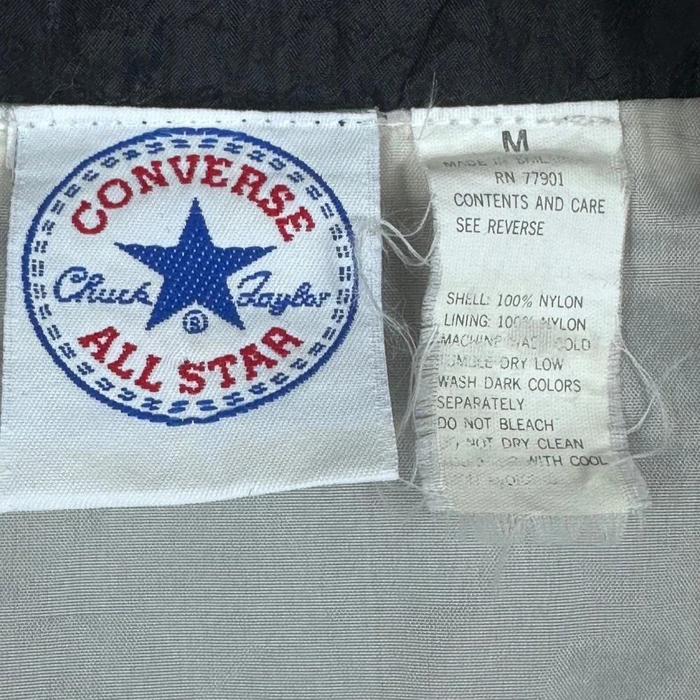 Converse‎ Windbreaker Mens Medium Black Grey Blue Vintage 90s Colorblock Jacket